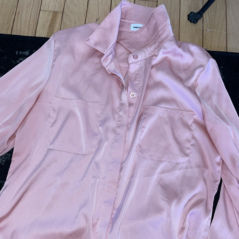 Pink Superdown Satin Button Down - image 2